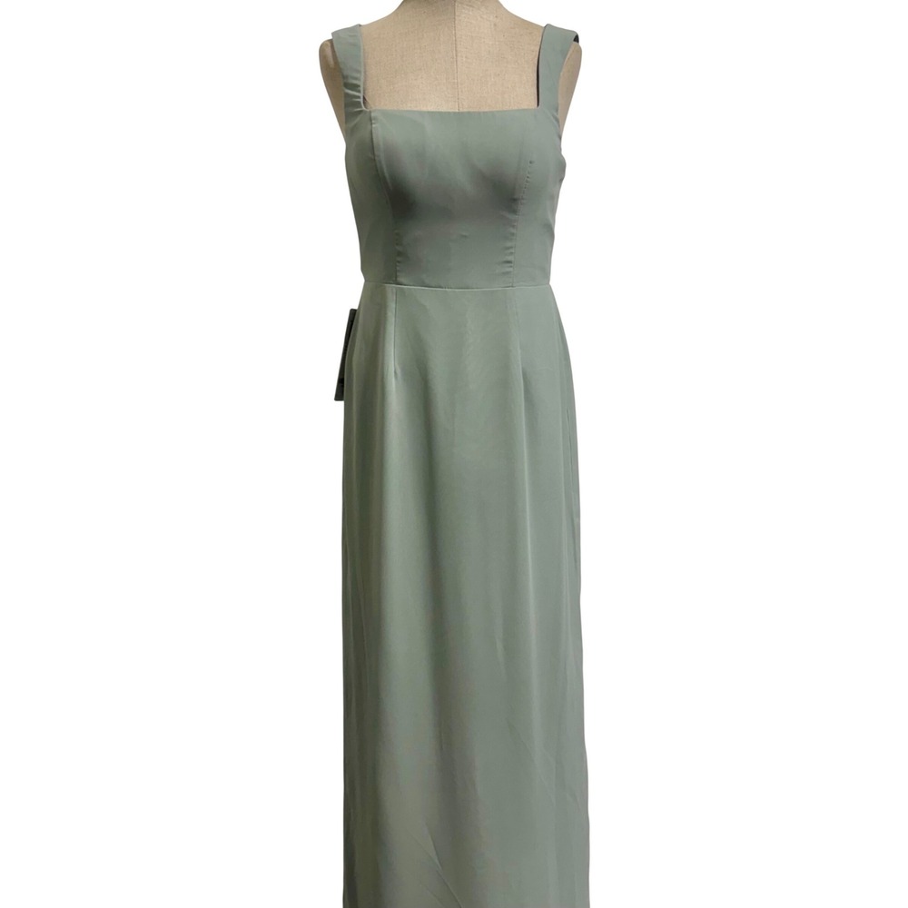 Azazie Womens Custom Flori‎ Maxi Dress Agave Green Bridesmaid Formal Open Back